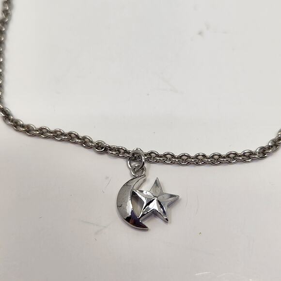 Cookie Lee Silver Tone Charm Chain Anklet Moon Star Adjustable Dainty Celestial - Picture 2 of 4